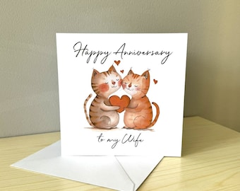 Happy Anniversary Cats Card Wife/Husband/Partner- Same Sex LGBTQ+ Friendly