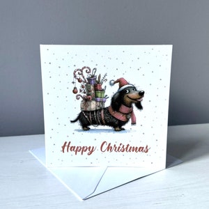 Tarjetas de feliz navidad con perros salchichas