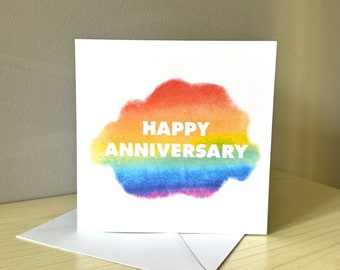 Rainbow Cloud Happy Anniversary Card - Same Sex LGBTQ+