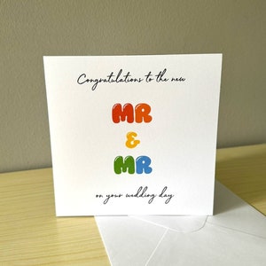 Cartão de casamento Rainbow Mr & Mr - mesmo sexo e LGBTQ + amigável