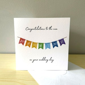 Tarjeta de boda Mr & Mr Bunting - Mismo sexo y compatible con LGBTQ+