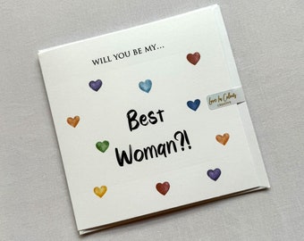 Will You Be My Best Woman? Card - Same Sex LGBTQ+ Wedding Party Cards
