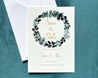 Save The Dates - Classic Watercolour Wreath Design