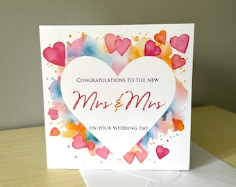 Mrs & Mrs Lesbian Wedding Card - Same Sex LGBTQ+