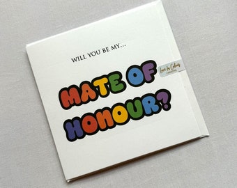 Will You Be My Mate of Honour? Card - Same Sex LGBTQ+ Wedding Party Cards