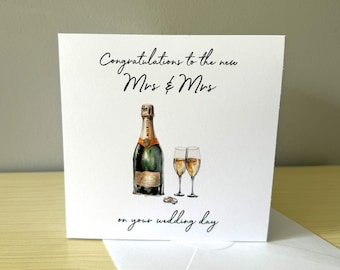 Mrs & Mrs Champagne Wedding Card - Same Sex and LGBTQ+ Friendly