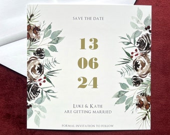 Save The Dates - Watercolour Winter Wedding