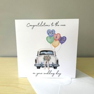 Cartão Mr & Mr Wedding Car - Mesmo sexo e LGBTQ+ amigável