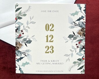 Save The Dates - Watercolour Winter Wedding