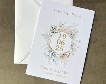 Save The Dates - Pink Watercolour Floral Wreath