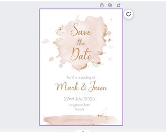 Digital Download - Beige & Gold Splash Save The Date