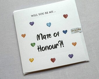 Will You Be My Mate of Honour? Card - Same Sex LGBTQ+ Wedding Party Cards