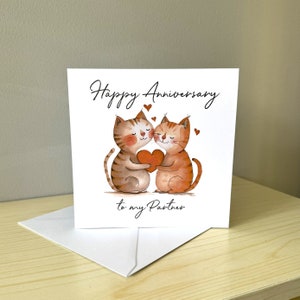 Feliz Aniversario Tarjeta de Gatos Socio/Esposo/Esposa - Mismo Sexo LGBTQ+ Amigable