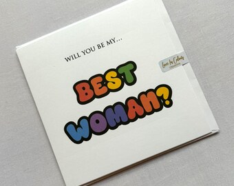 Will You Be My Best Woman? Card - Same Sex LGBTQ+ Wedding Party Cards