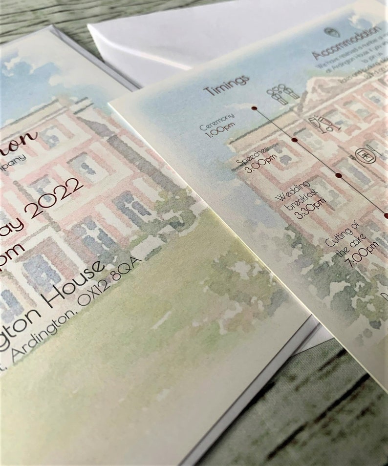 Watercolour Venue Wedding Invitation image 2