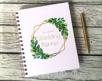 Gold Foil Gender Neutral Wedding Planner with Watercolour Print - LGBTQ Friendly & Unisex