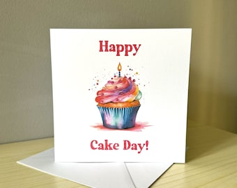 Rainbow Cupcake Happy Cake Day Card