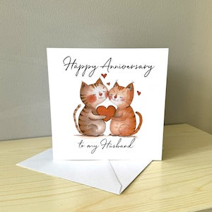 Biglietto di auguri con gatti di buon anniversario per marito/moglie/partner - stesso sesso LGBTQ+ amichevole