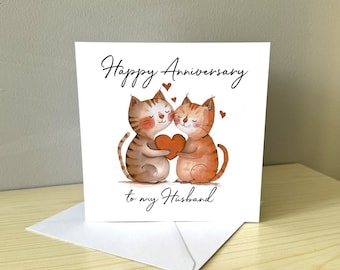Happy Anniversary Cats Card Husband/Wife/Partner- Same Sex LGBTQ+ Friendly