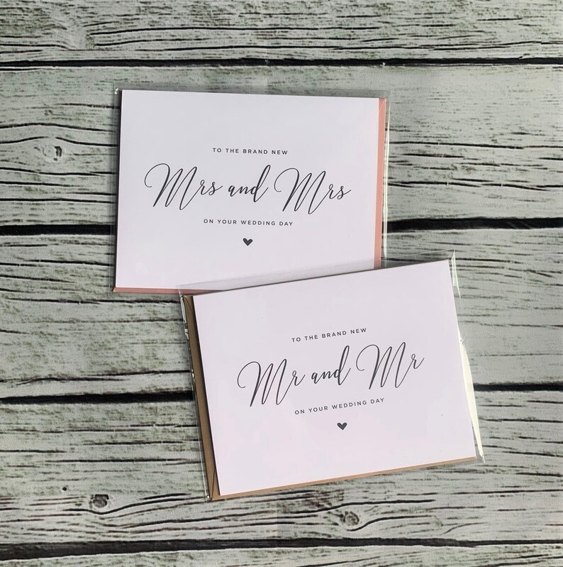 Mrs & Mrs Wedding Card Script Design Same-Sex Couple LGBTQ image 2
