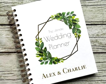 Personalised Gold Foil Gender Neutral Wedding Planner with Watercolour Print - LGBTQ Friendly & Unisex