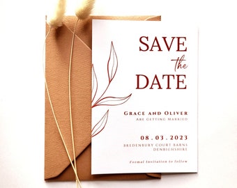Terracotta Save the Date, A6 Save the Date Cards, Modern Wedding, Burnt Orange, Minimal Save The Date, Wedding Stationery