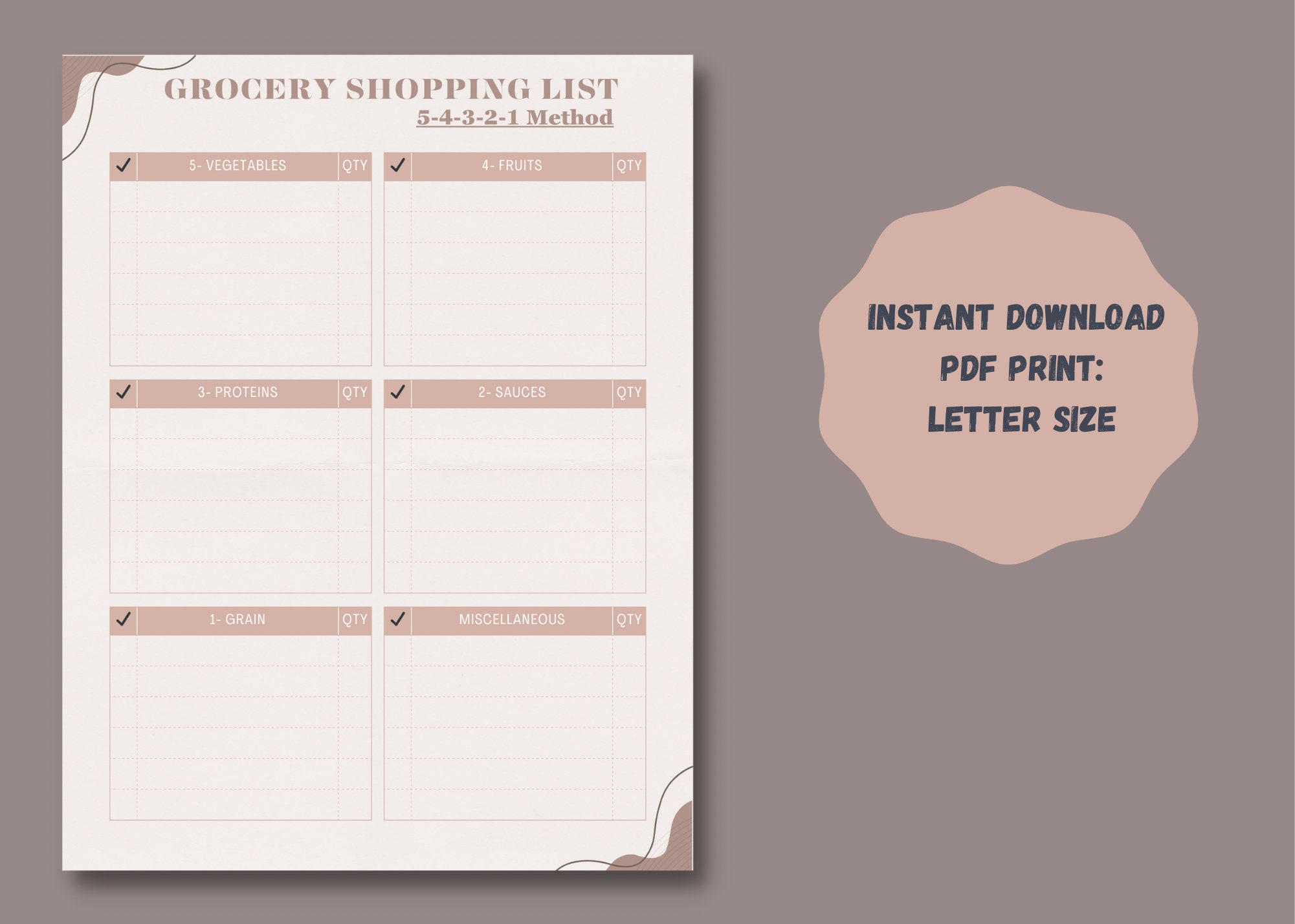 Afdrukbaar winkelsjabloon, 5-4-3-2-1 Methode Boodschappenlijstje, Virale  Tik-Tok-boodschappenlijstje, Kopen met een beperkt budget, Geld besparen  2024 - Etsy België, image size:2001x1429