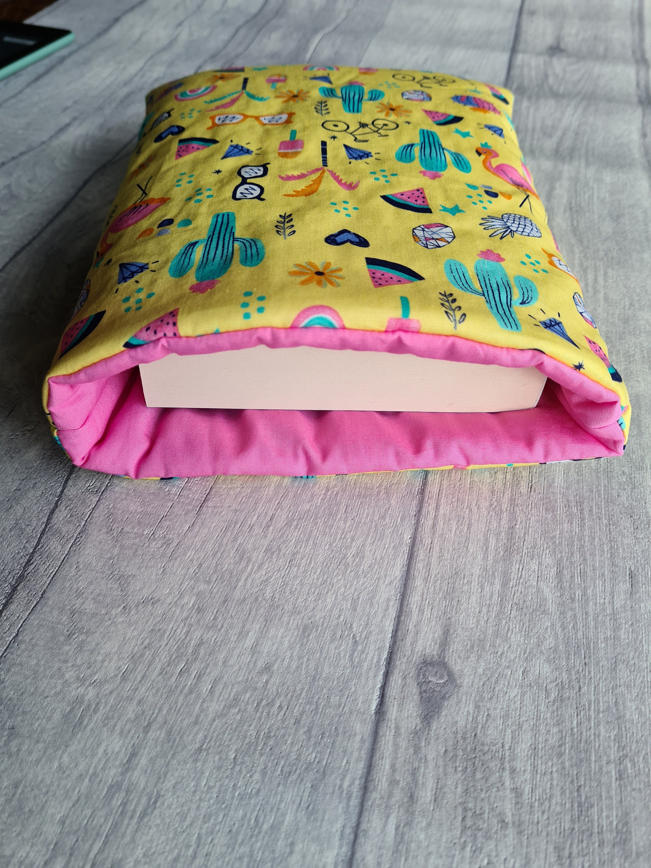 Padded Book Sleeve Cotton Book Protector summer Book Pouch Etsy UK