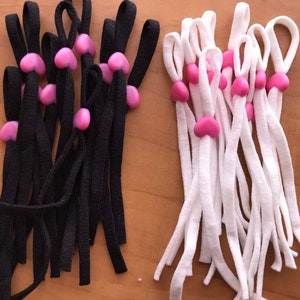 10 pieces elastic cord with silicon adjustable ear loop, soft face mask elastic with silicon slip stopper, 0.5 elastic cord black and white image 5