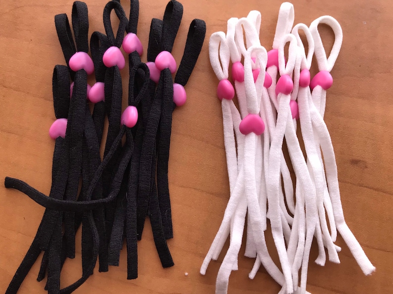 10 pieces elastic cord with silicon adjustable ear loop, soft face mask elastic with silicon slip stopper, 0.5 elastic cord black and white image 5