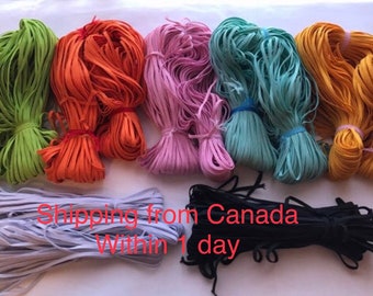 5 Yards 3mm Flat Colored Elastic: Sewing & Crafting Supplies