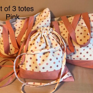 Set mit 3 entzückenden umweltfreundlichen Einkaufstaschen / -taschen, großen Einkaufstaschen, waschbaren und wiederverwendbaren Taschen für den täglichen Gebrauch