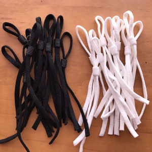 10 pieces elastic cord with silicon adjustable ear loop, soft face mask elastic with silicon slip stopper, 0.5 elastic cord black and white image 2