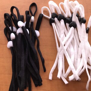 10 pieces elastic cord with silicon adjustable ear loop, soft face mask elastic with silicon slip stopper, 0.5 elastic cord black and white image 4