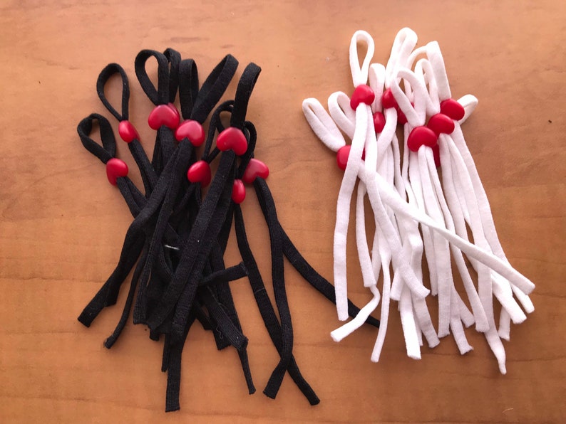 10 pieces elastic cord with silicon adjustable ear loop, soft face mask elastic with silicon slip stopper, 0.5 elastic cord black and white image 6
