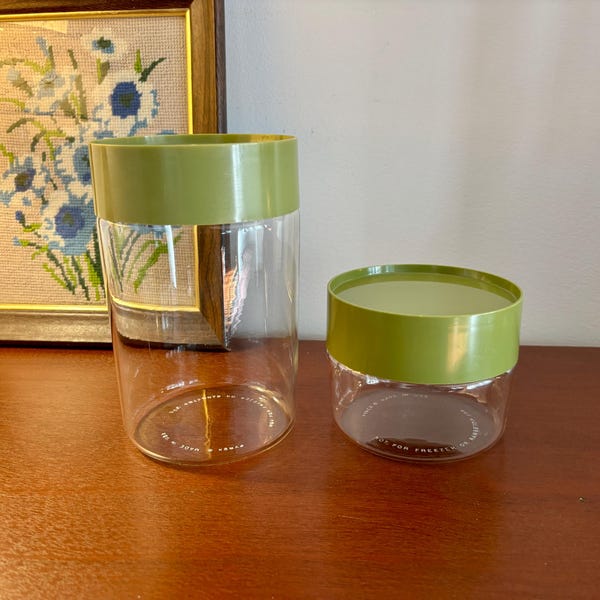 Vintage Pyrex See and Store Canister with Avocado Green Lid Medium or Short