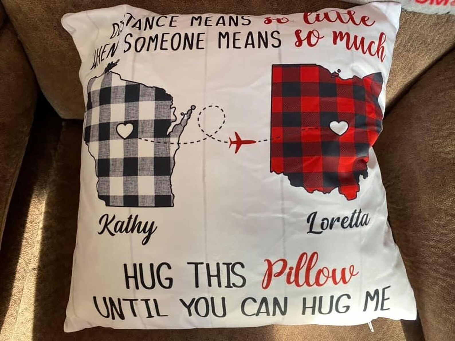 Hug This Pillow Until You Can Hug Me Custom Name Pillow Etsy
