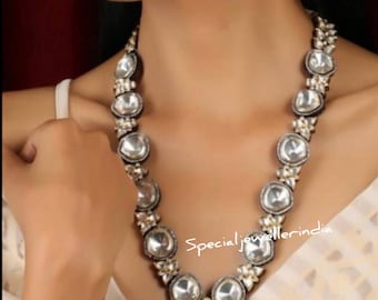 Uncut Polki Kundan Necklace Earrings Set, Wedding Jewelry
