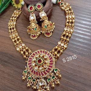Pachi kundan Necklace, Rajwada Haar,Indian jewelry,Sabyasachi wedding necklace,pachi kundan long necklace,wedding set,kundan necklace combo
