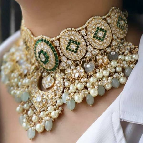 Heavy bridal jewelry, kundan bridal jewelry, Rajwada Haar, Indian jewelry, Sabyasachi wedding necklace,wedding set, bridal set,choker set