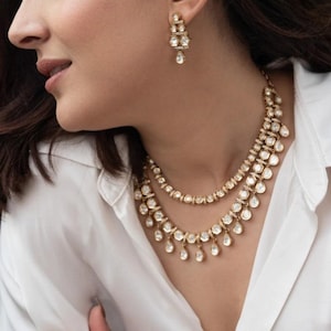 Conjunto de colar choker Kundan banhado a ouro - Joias para casamento indiano