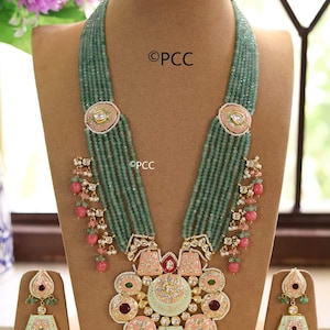 Meena kundan bridal jewelry, kundan bridal jewelry, Rajwada Haar, Indian jewelry, Sabyasachi wedding 2 necklace set, bridal set,choker set