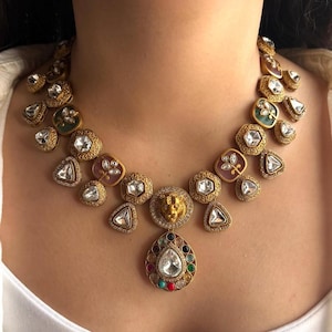 Gold Sabyasachi Victorian Necklace Indian Jewelry Sabyasachi Necklace Indian Jewelry Doublet Necklace Bollywood Jewelry