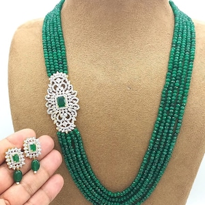 Polki,AD Diamond Necklace Handmade Victorian Jewelry,Long side broach necklace,Vintage Style Wedding Layered Necklace Jewelry,Beads necklace