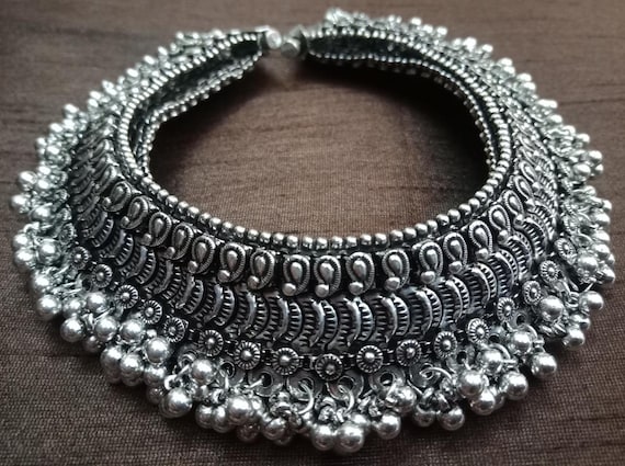 Oxidized silver shop indian anklets