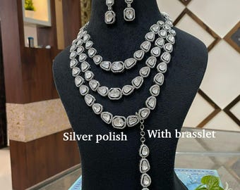 Indiano Design Bollywood Placcato Oro Moda Sposa Gioielli Perla Collana Set