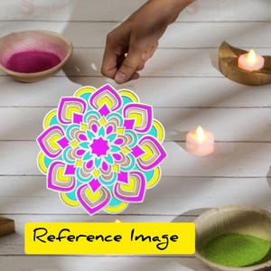 Resuable Rangoli-sjabloonmat met houten basis MdF/Rangoli-basis 12 inch/Rangoli-decoratie/muggu/woondecoratie/ingangsdecor (12 inch) set van 2