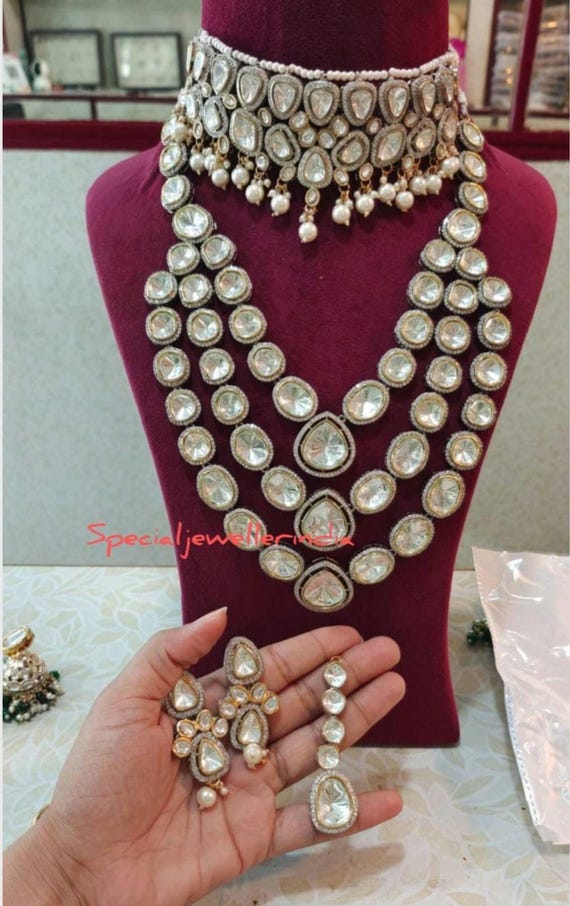 Buy Polki Kundan Choker Necklace Earrings Combo/designer Polki