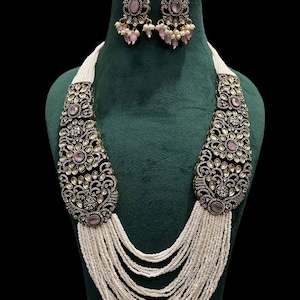 Lange ketting advertentie, Rajsathani-sieraden, Rajwada Haar, Indiase sieraden, Sabyasachi-ketting, verlovingsketting, trouwset, lange kralenketting advertentie