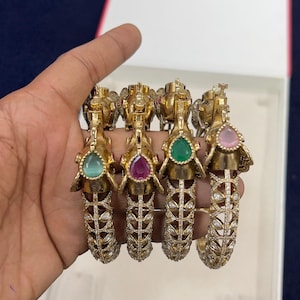 Traditional Gold Plated Antique Elephant Pacheli Bangles set, Handcrafted Bangles,Jadau meenakari bangles,stone Bangles,designer bracelets